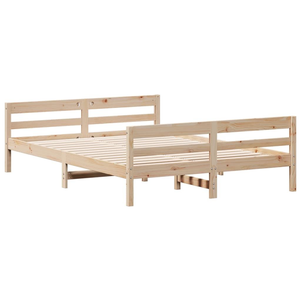 Bed Frame without Mattress 137x187 cm Double Solid Wood Pine Price
