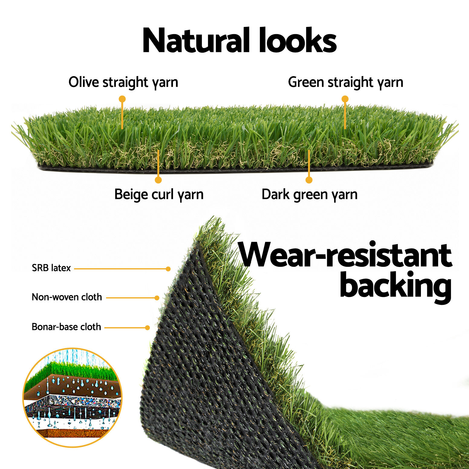 Artificial Grass 30mm 2mx5m 50SQM Synthetic Fake Lawn Turf Plastic Plant 4-coloured Price