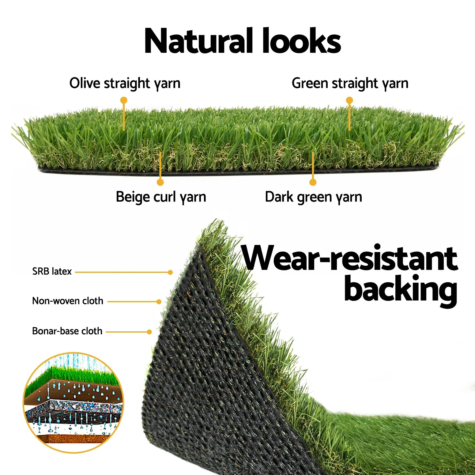 Artificial Grass 30mm 2mx5m 30SQM Synthetic Fake Lawn Turf Plastic Plant 4-coloured Price