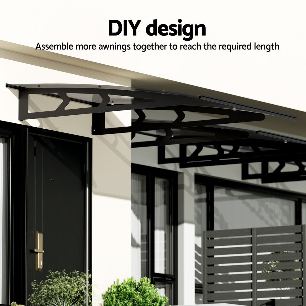 Instahut Window Door Awning Canopy 1mx1m Grey Solid Sheet Metal Frame Price