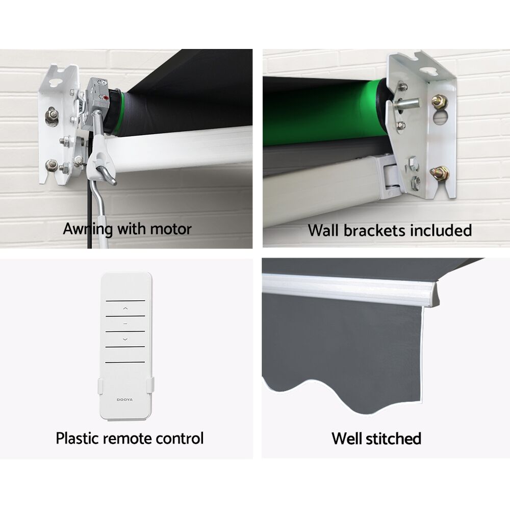 Instahut Retractable Folding Arm Awning Motorised Sunshade 2.5Mx2M Grey Price