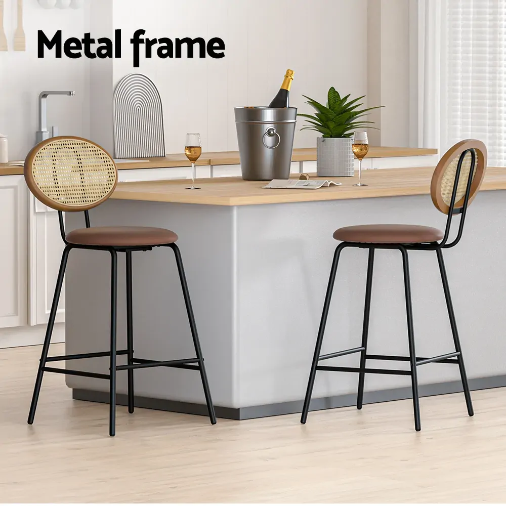 2x Bar Stools PU Leather Stools Brown Price