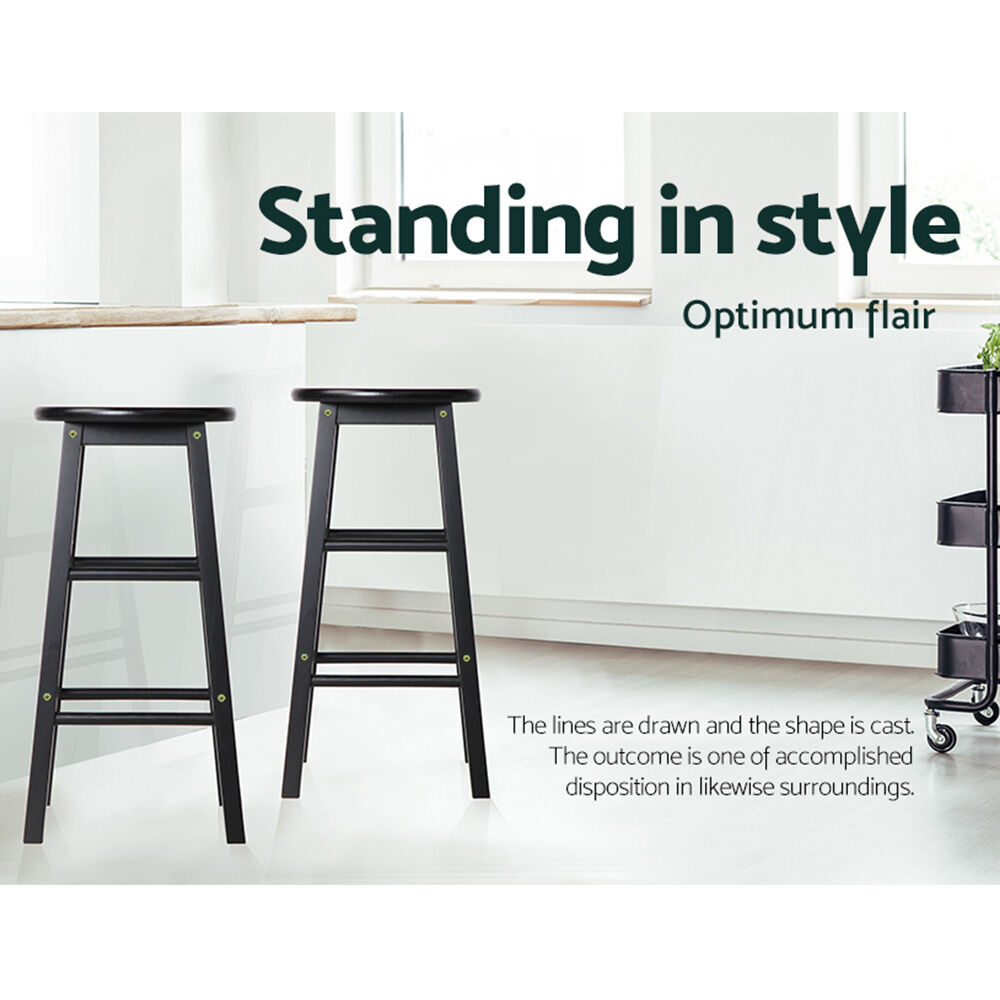 Artiss 2x Bar Stools Round Chairs Wooden Black Price