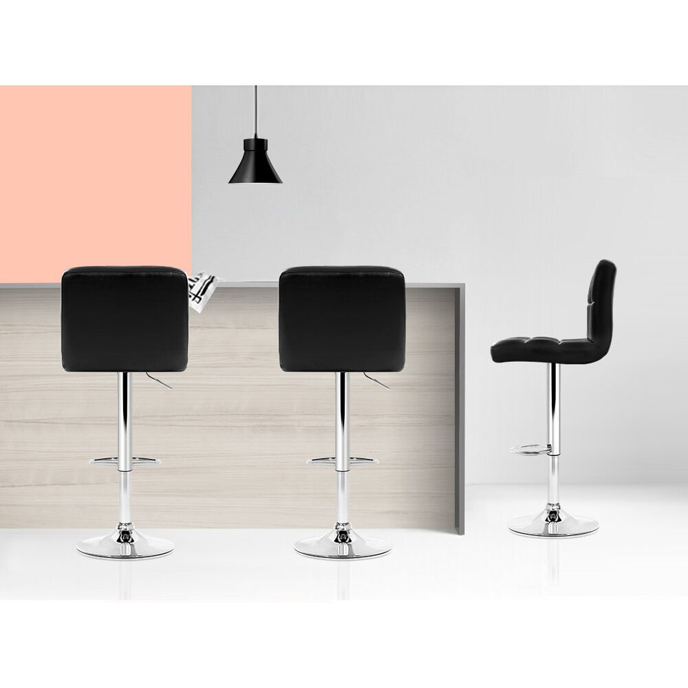 Artiss 4x Bar Stools Leather Gas Lift Black Price
