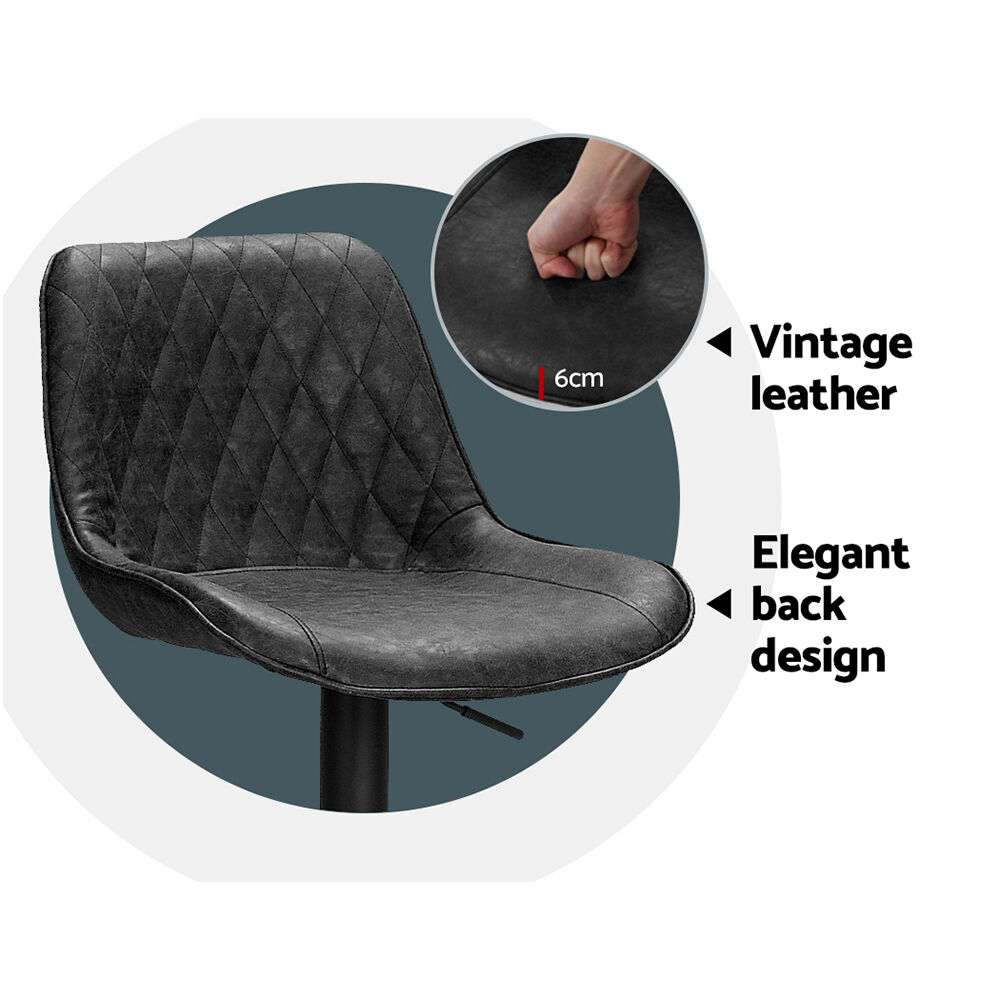 Artiss 2x Bar Stools Gas Lift Vintage Leather Black Price