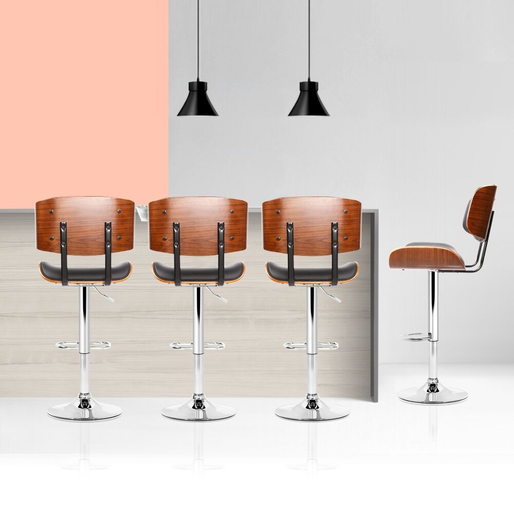 Artiss 4x Bar Stools Gas Lift Leather Black Price