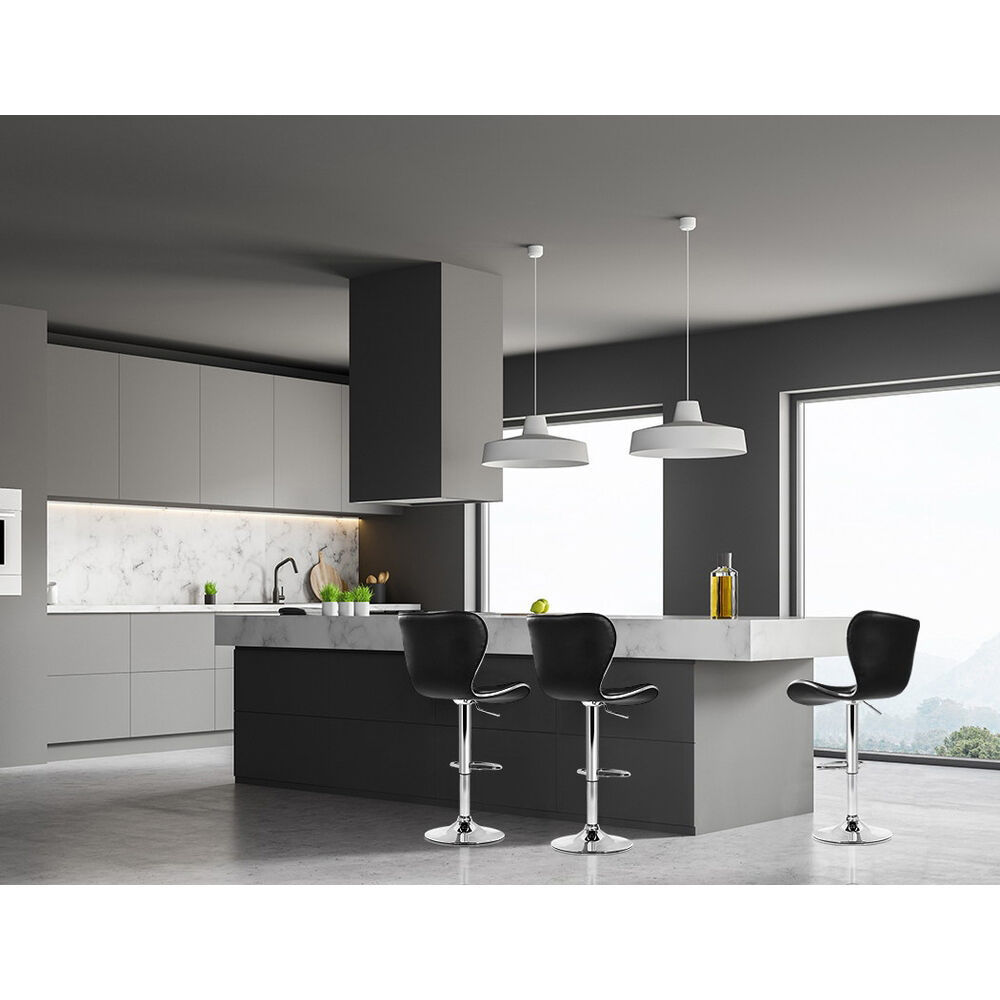 Artiss 2x Bar Stools Gas Lift Leather Seat Black Price