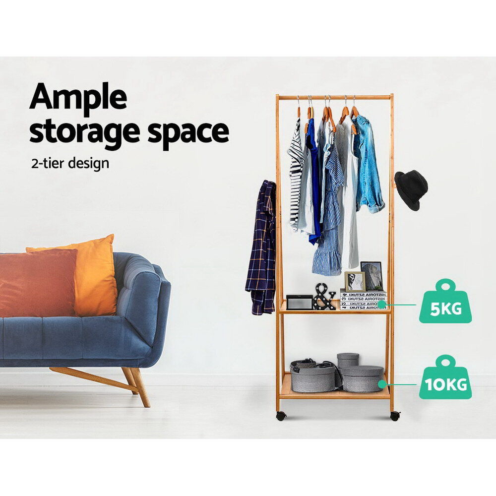 Artiss Clothes Rack Airer Coat Stand 165x59cm Wheels Price