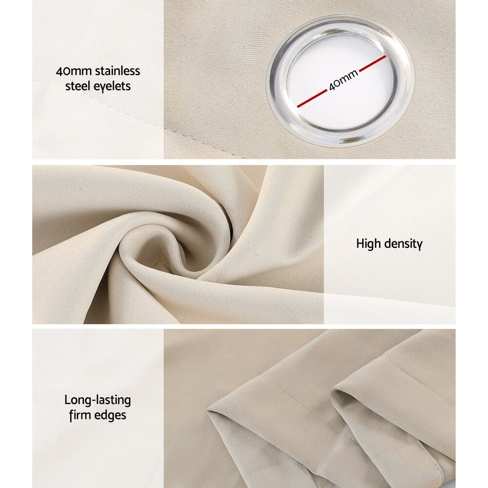 Artiss 2X Blockout Curtains Eyelet 140x230cm Beige Price