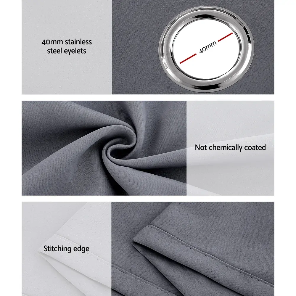 2X 132x274cm Blockout Sheer Curtains Charcoal Price