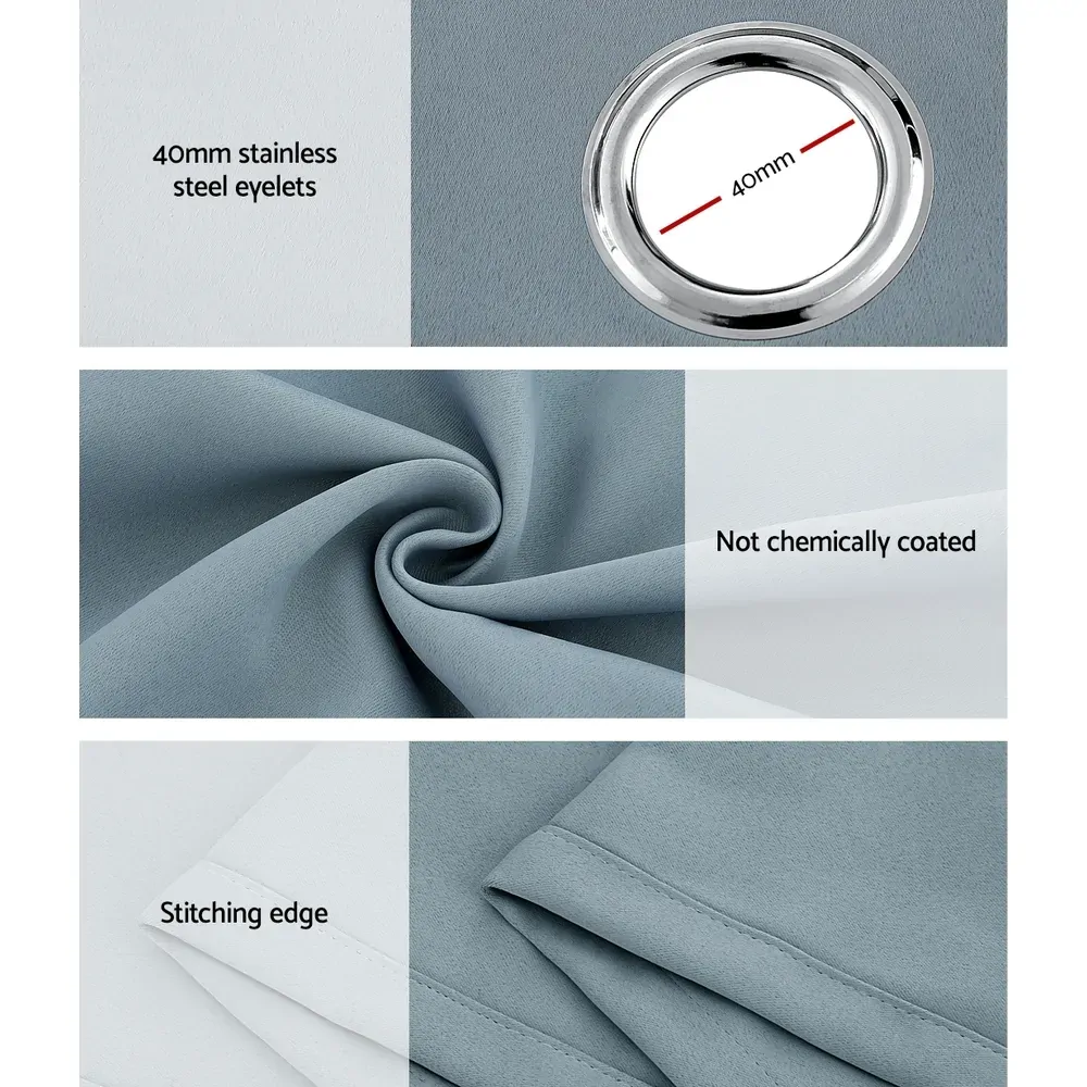 2X 132x304cm Blockout Sheer Curtains Light Grey Price