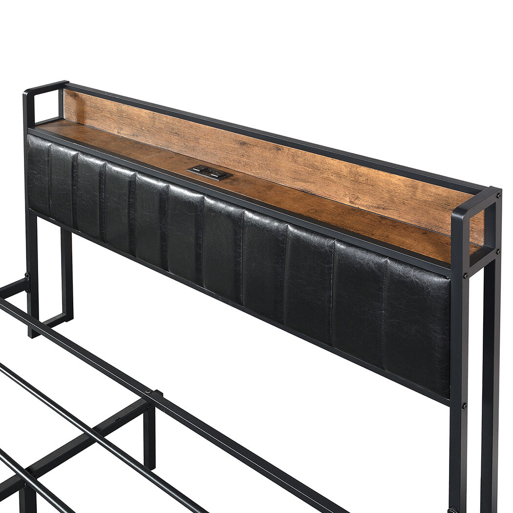 Queen Bed Frame PU 4 Drawer USB Charge Price