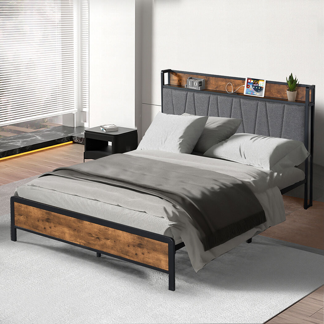 levede double bed frame tufted headboard usb charge Price
