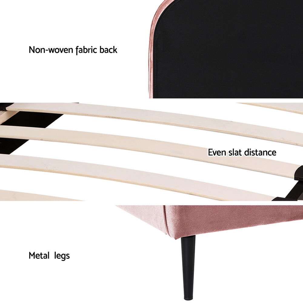 Artiss Bed Frame King Single Size Velvet Pink OLAN Price