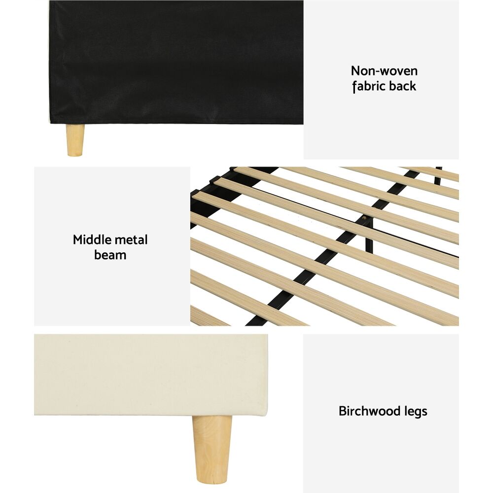 Bed Frame Double Size Velvet Cream ELLA Price