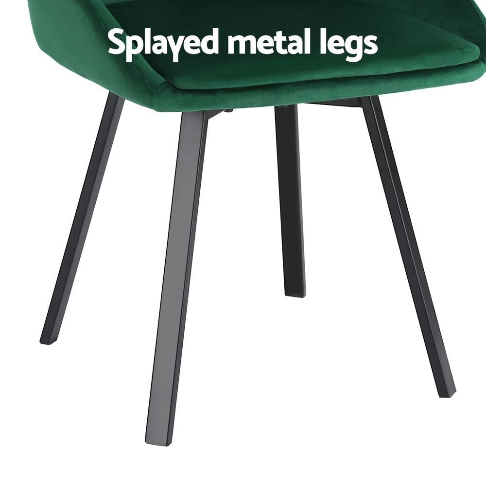 Artiss Dining Chairs Set of 2 Velvet Swivel Base Green Price