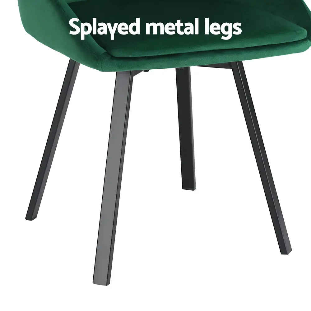 Dining Chairs Set of 2 Velvet Swivel Base Green Price