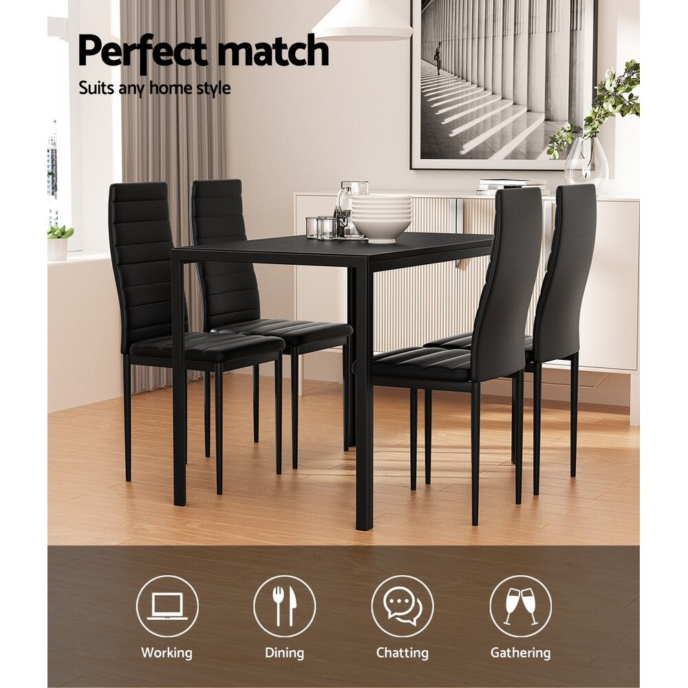 Artiss Dining Chairs and Table Dining Set 4 Chair Set Of 5 Black Price
