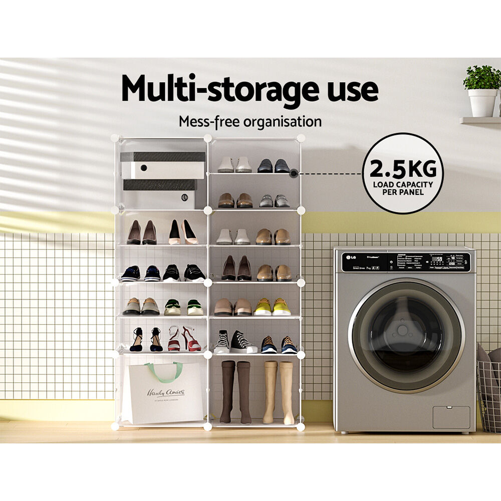 Artiss Shoe Box DIY Set of 8 Storage Cube Stackable White Price