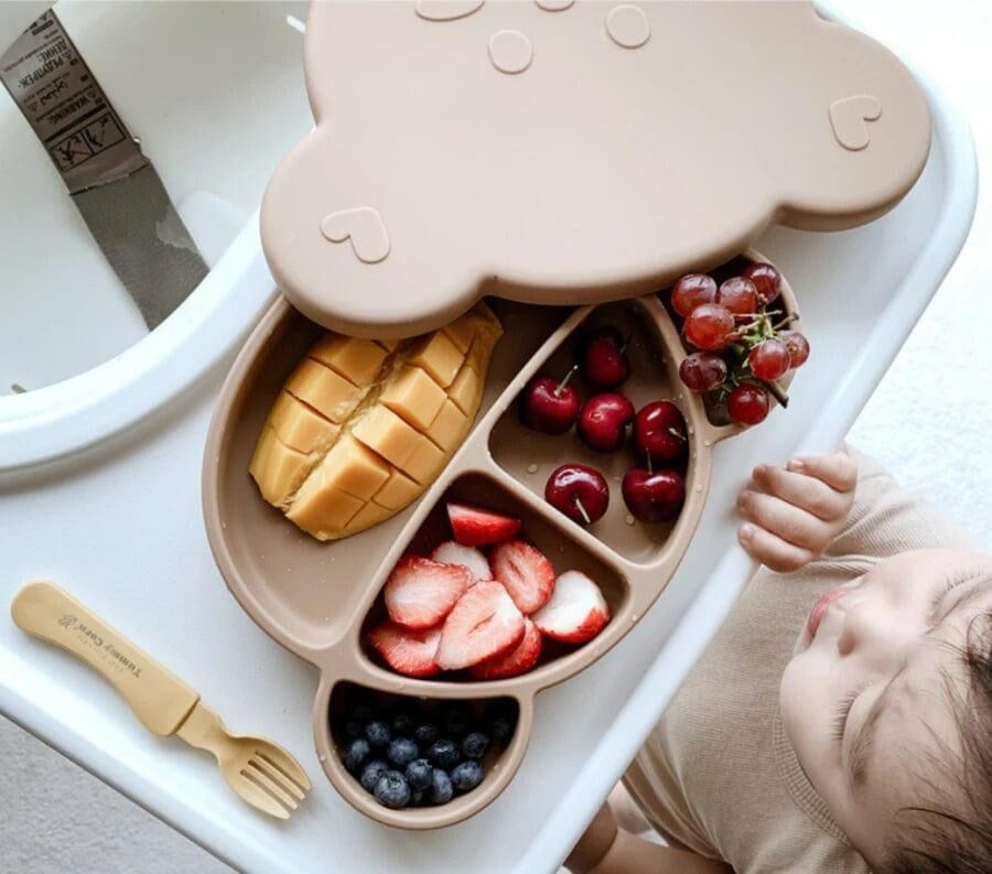 Bear Silicone Suction Food Plate with Silicone Lid Oatmeal Price