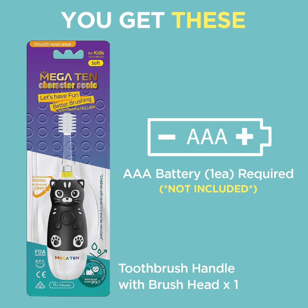 360-Degree Kids Electric Toothbrush with LED Light 4Yrs+ Black Cat Price