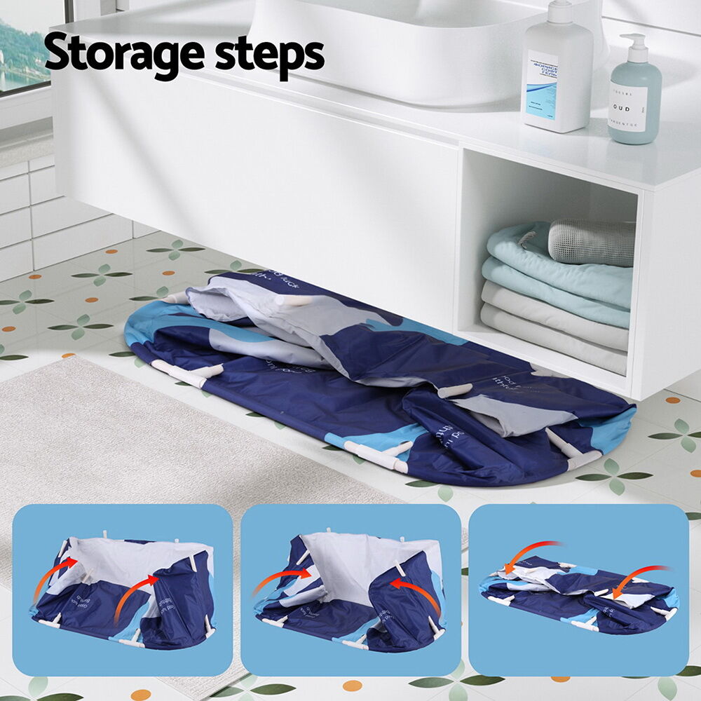 Foldable Bathtub PVC Spa Bucket Inflatable Cushion 114x62cm Navy Blue Price