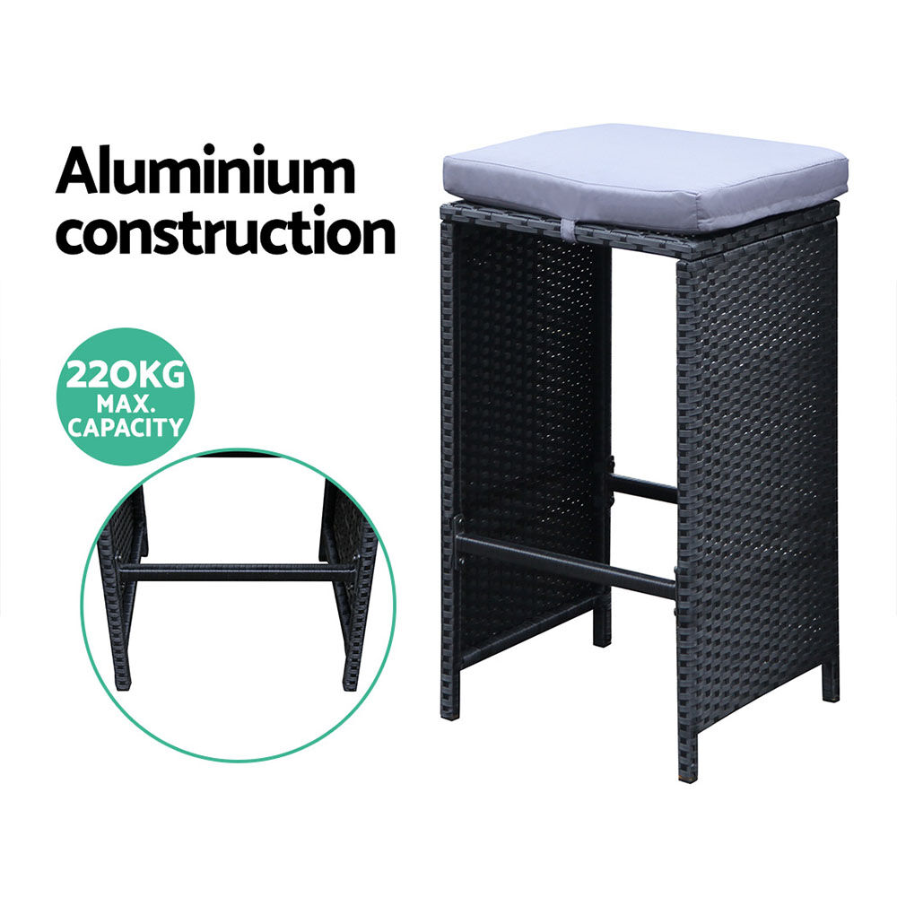 Gardeon 7-Piece Outdoor Bar Set Dining Table Stools Wicker Patio Setting Price