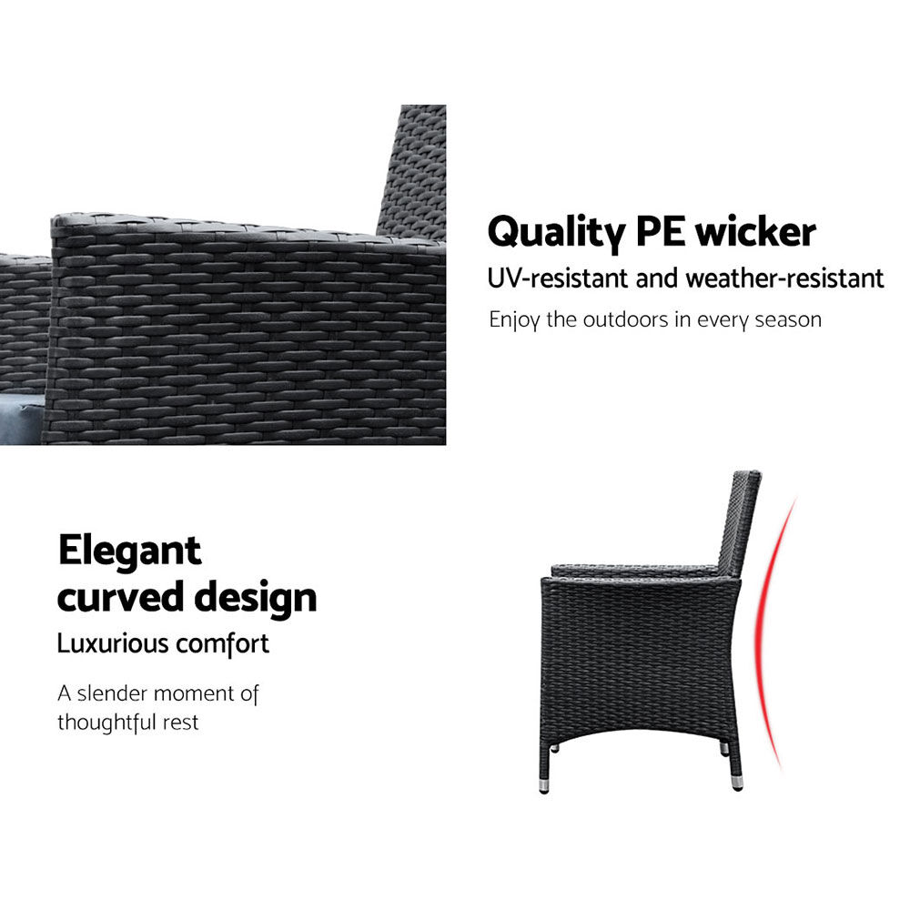 Gardeon Outdoor Dining Set 7 Piece Wicker Lounge Setting Black Price