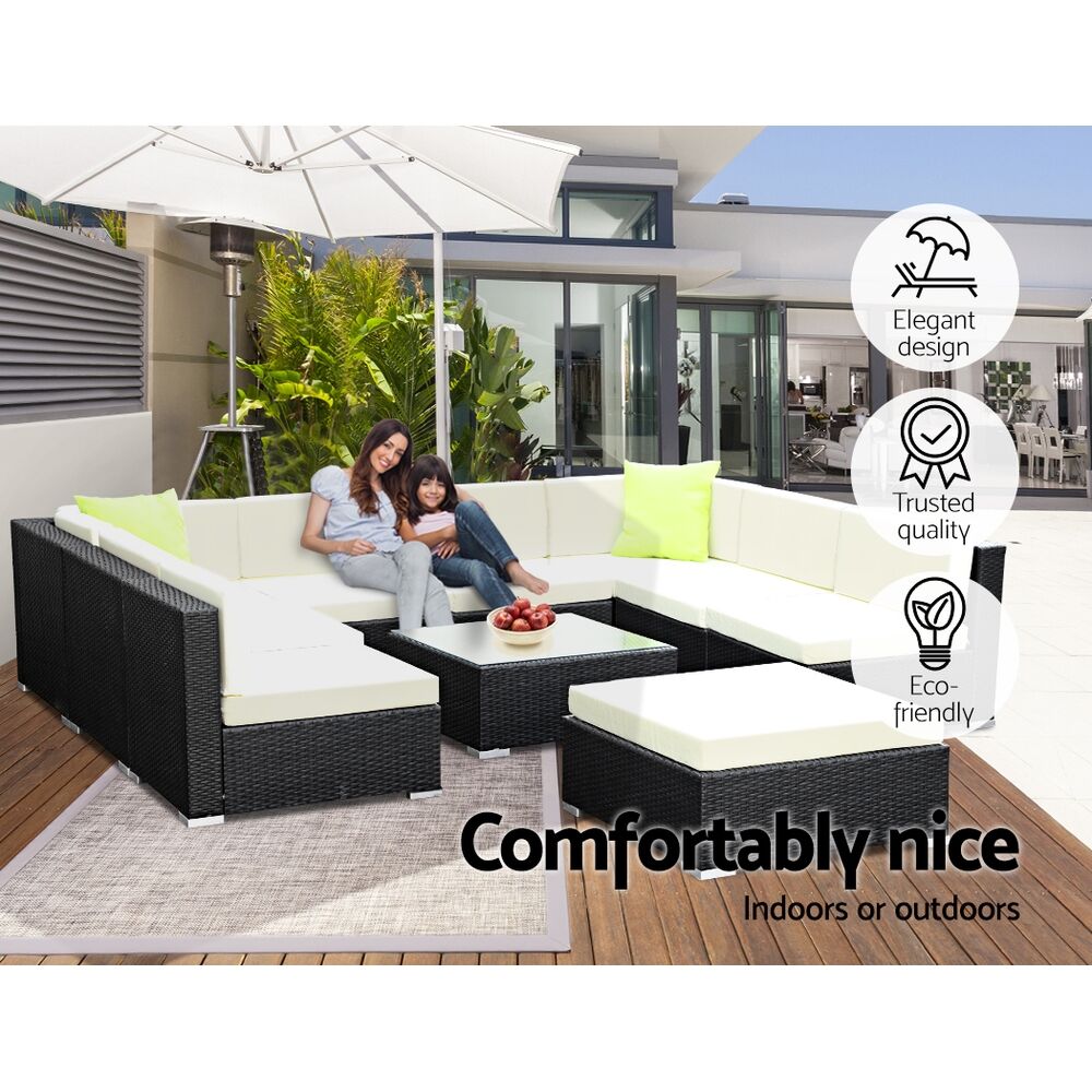 Gardeon 10-Piece Outdoor Sofa Set Wicker Couch Lounge Setting Cover Price