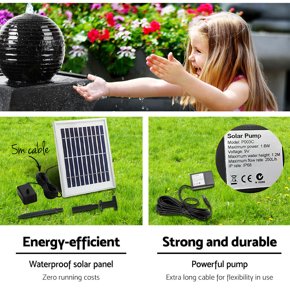 Gardeon Solar Water Feature Twisted Fountain LED Light Bird Bath 85CM Black Price