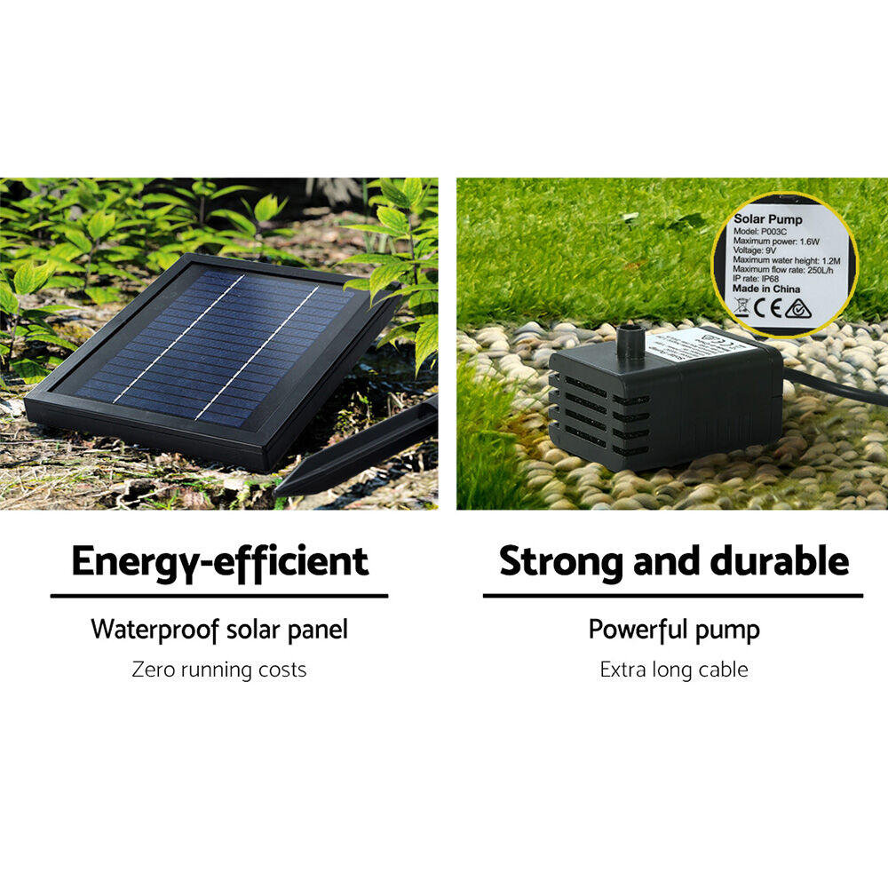 Gardeon Solar Water Feature Cascading Fountain 3-Tier Pot LED Lights 76CM Grey Price