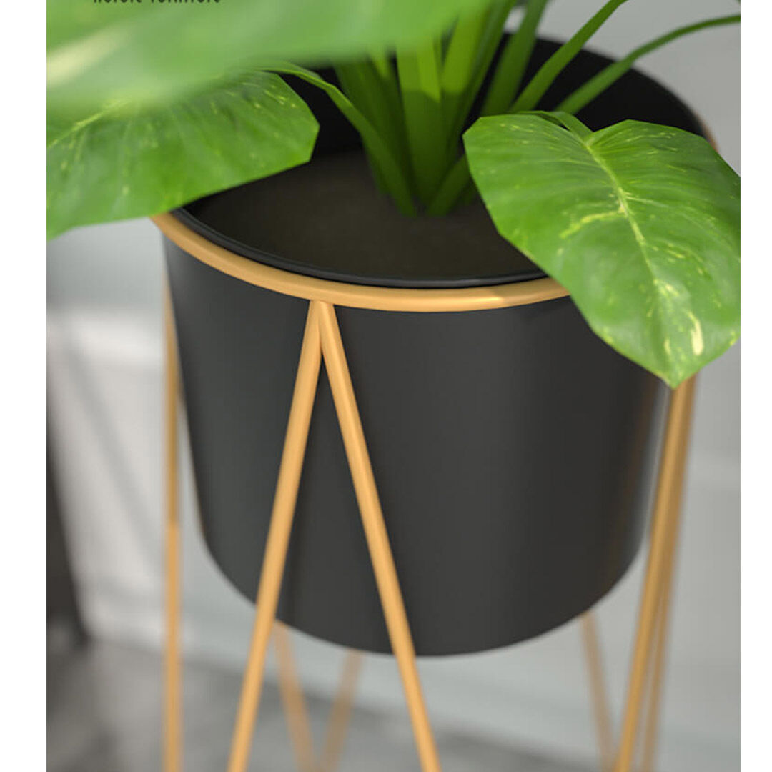 4x 70cm gold metal plant stand with black flower pot holder corner shelving rack indoor display Price