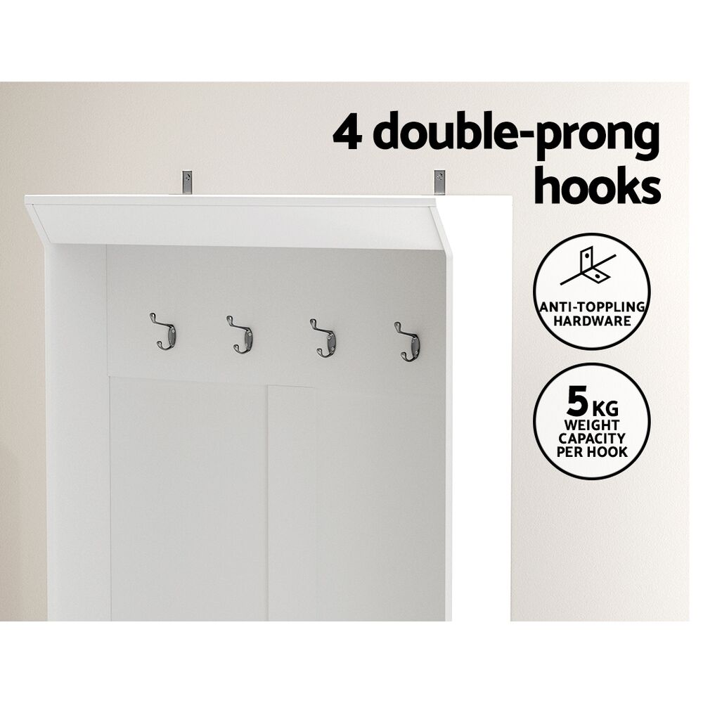 Artiss Shoe Rack Cabinet Hall Tree Coat Rack 180CM White Price