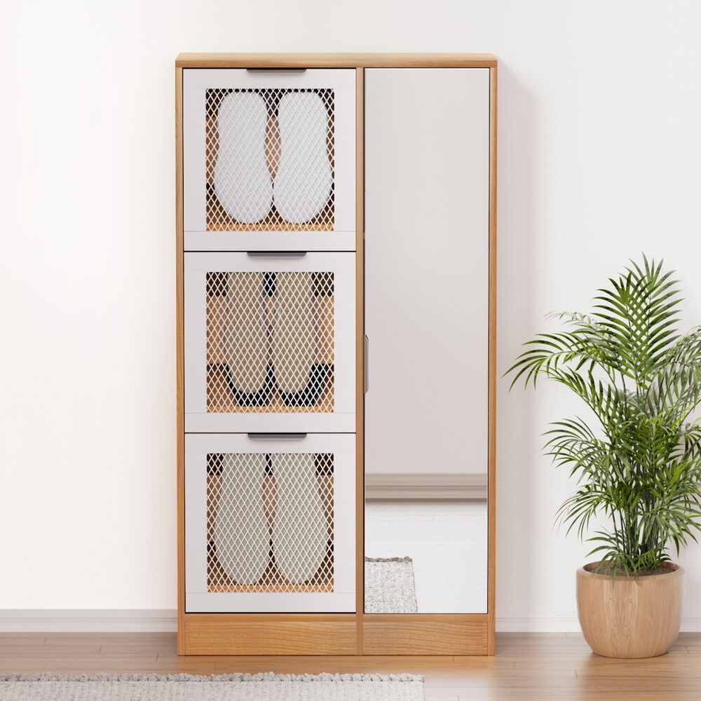 Artiss Shoe Rack Cabinet Mirror White Price