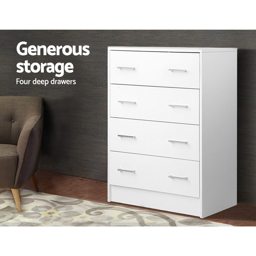Artiss 4 Chest of Drawers - ANDES White Price