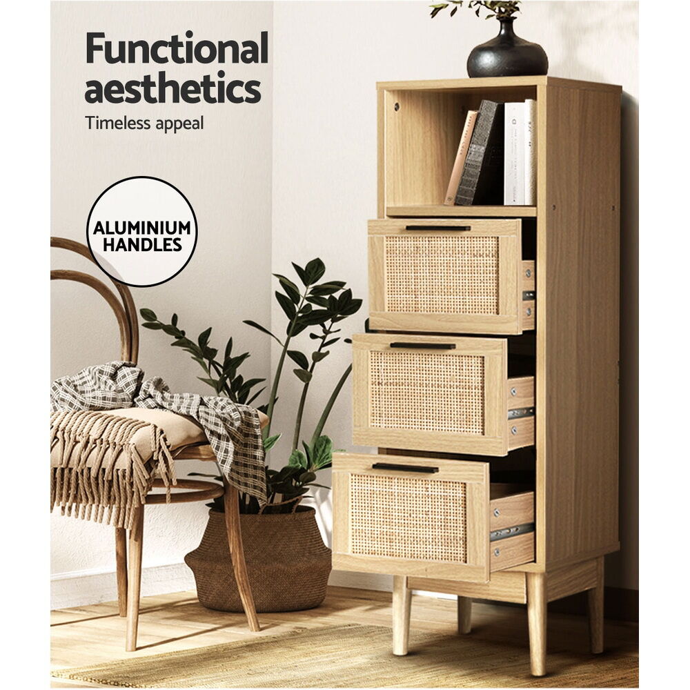 Artiss 3 Chest of Drawers with Shelf - BRIONY Oak Price
