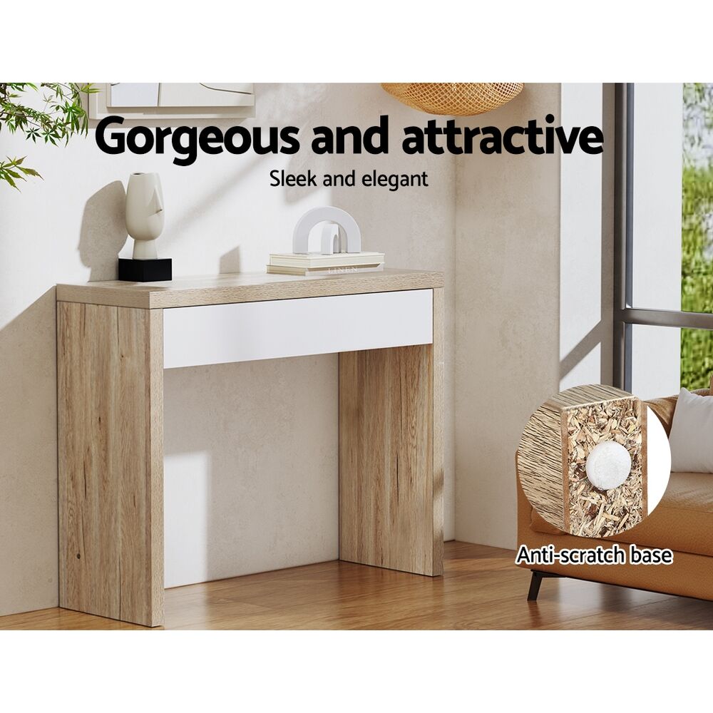 Artiss Console Table Storage Drawer Jory White Pine Price