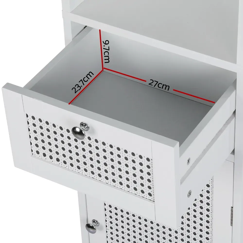 Bathroom Cabinet Storage 161cm White Rattan Tallboy Toilet Cupboard Price