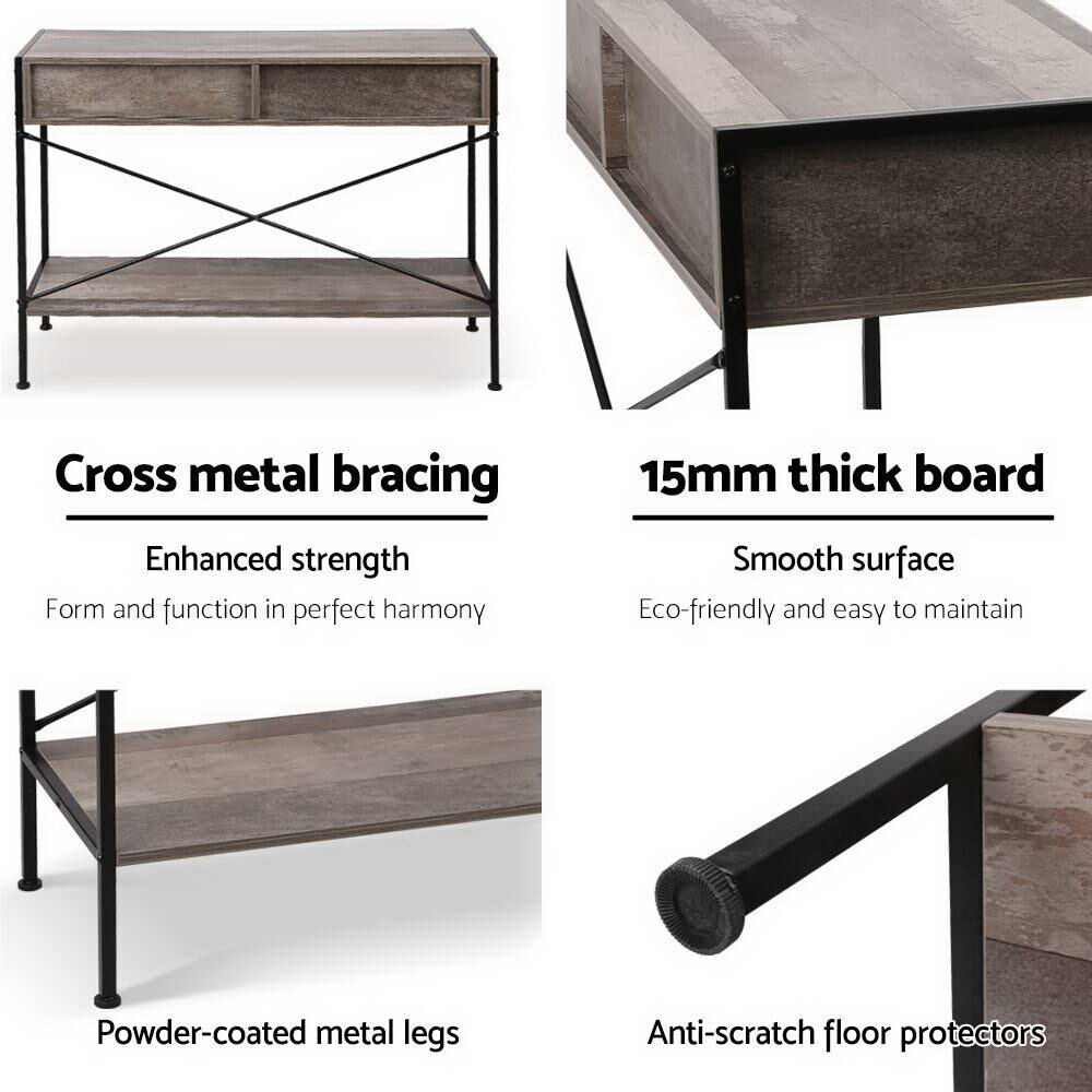 Artiss Console Table 2 Drawers Walnut Marconi Price