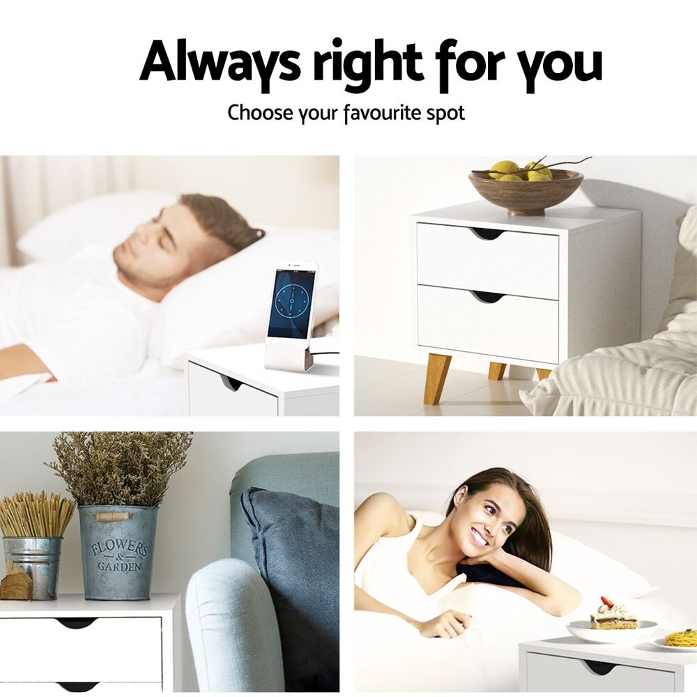 Artiss Bedside Table 2 Drawers - ANDERS White Price