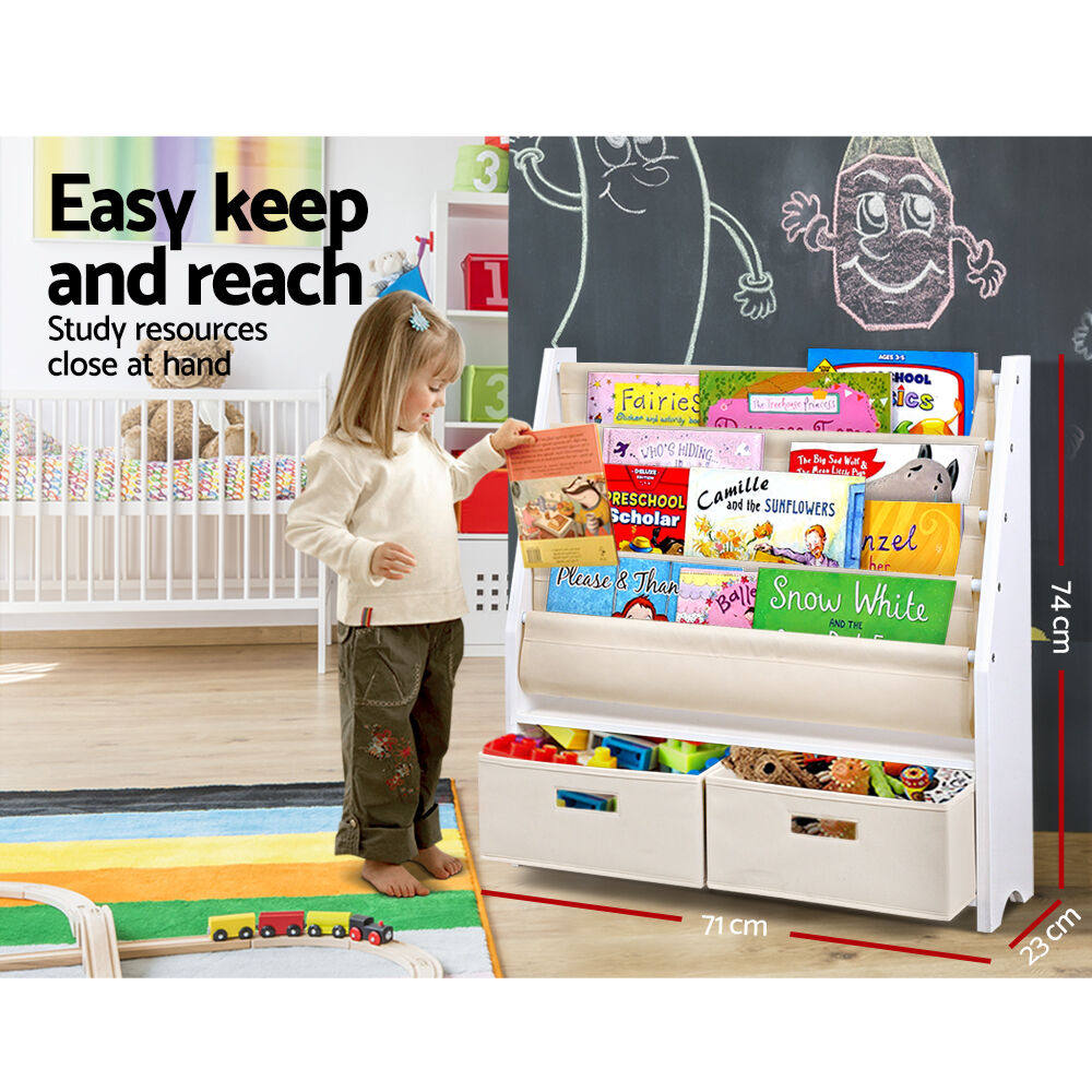 4 Tiers Kids Bookshelf Magazine Rack Children Bookcase Organiser Drawer Price