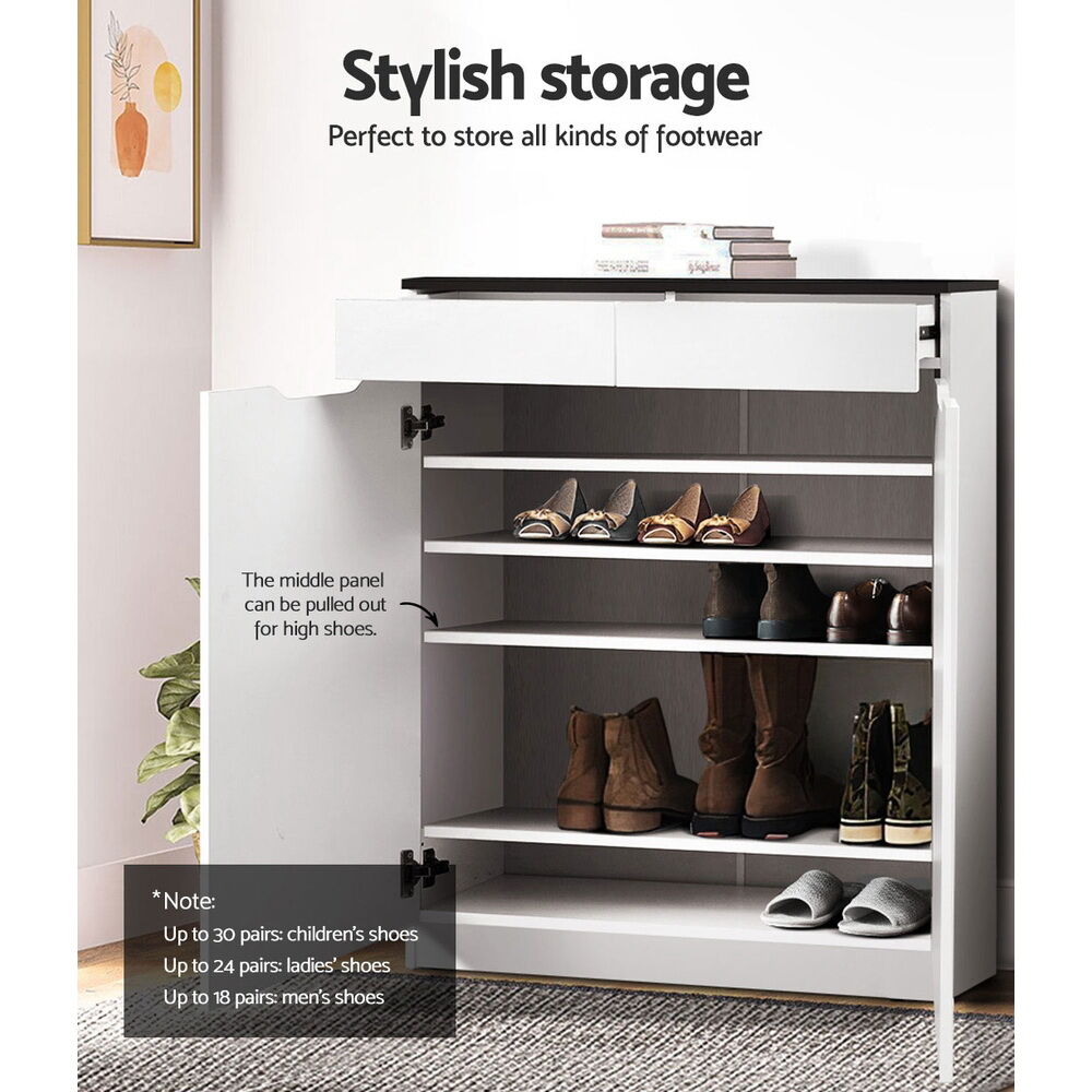 Artiss Shoe Rack Cabinet 30 Pairs White Eve Price