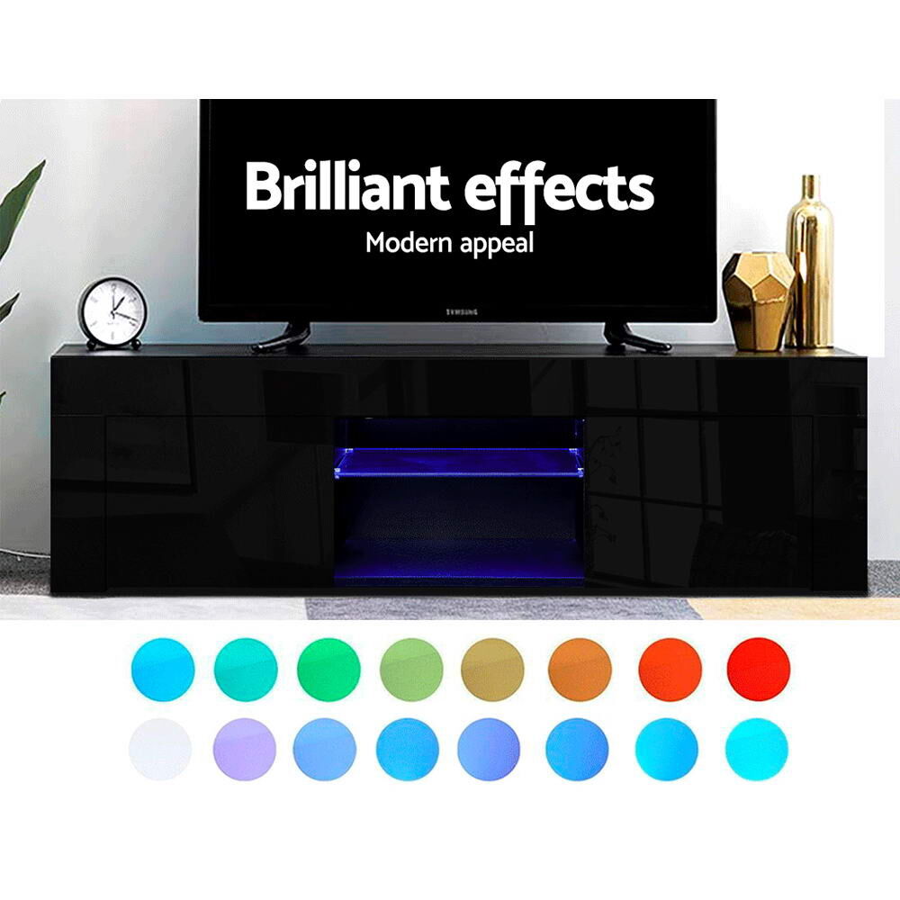 Artiss Entertainment Unit TV Cabinet LED 130cm Black Angus Price