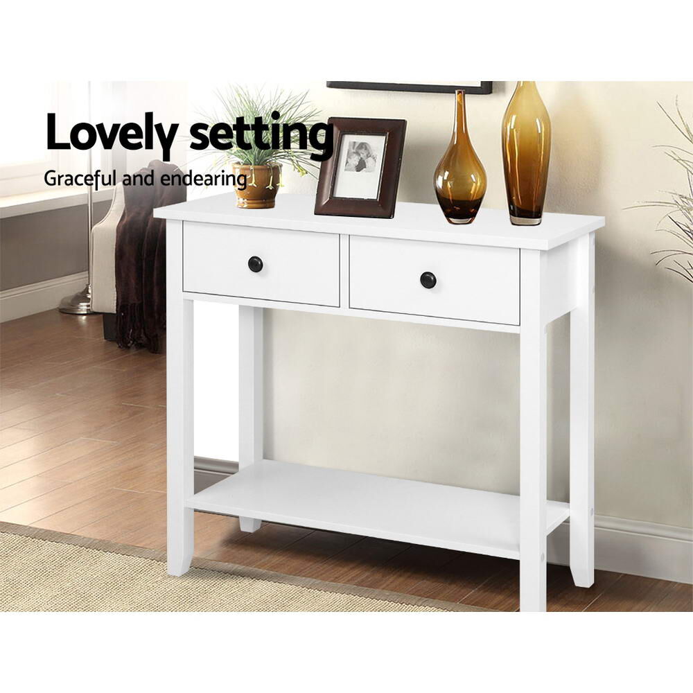 Artiss Console Table 2 Drawers 80CM White Chole Price