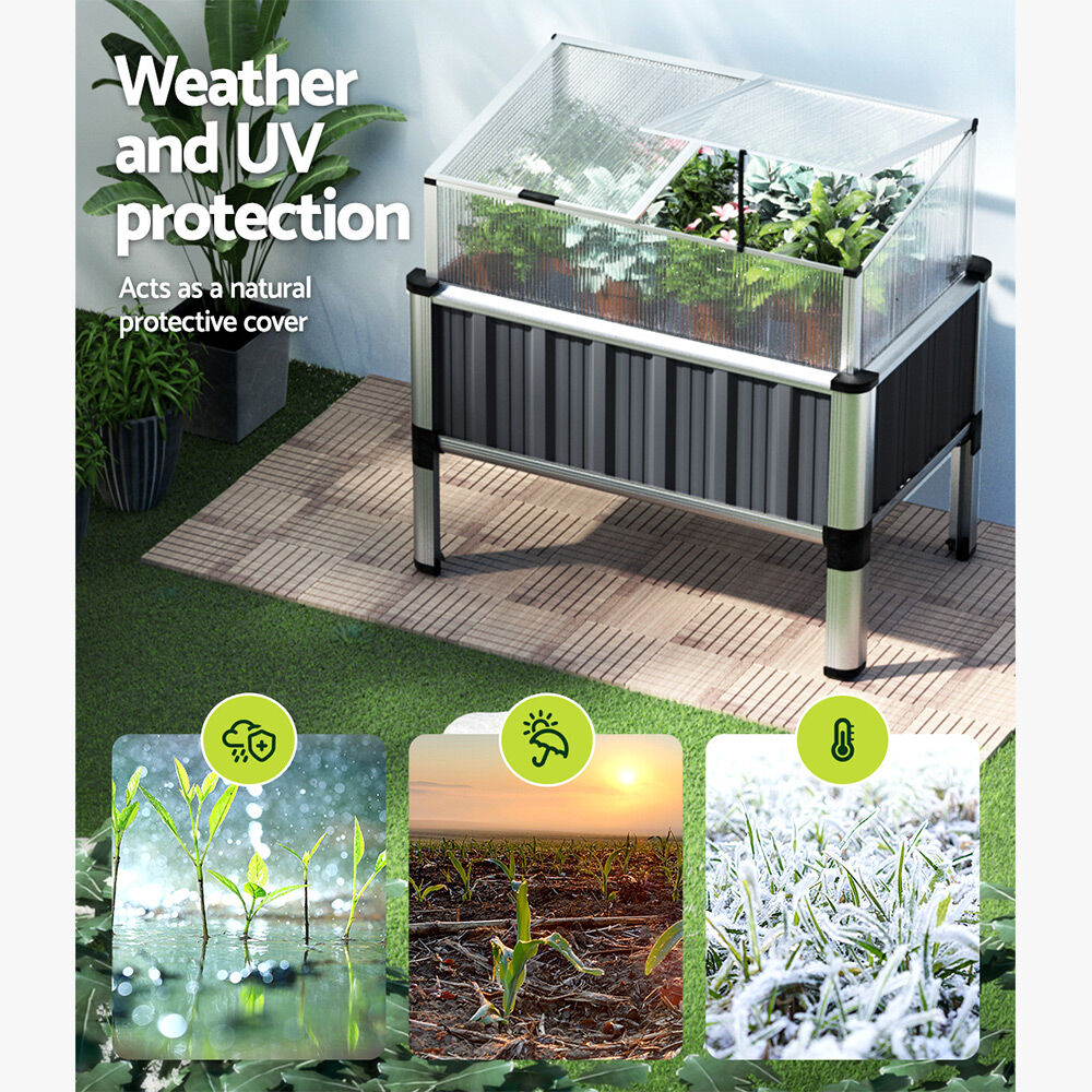 Green Fingers Garden Bed 80x49x74cm Greenhouse Planter Box Raised Galvanised Herb Price