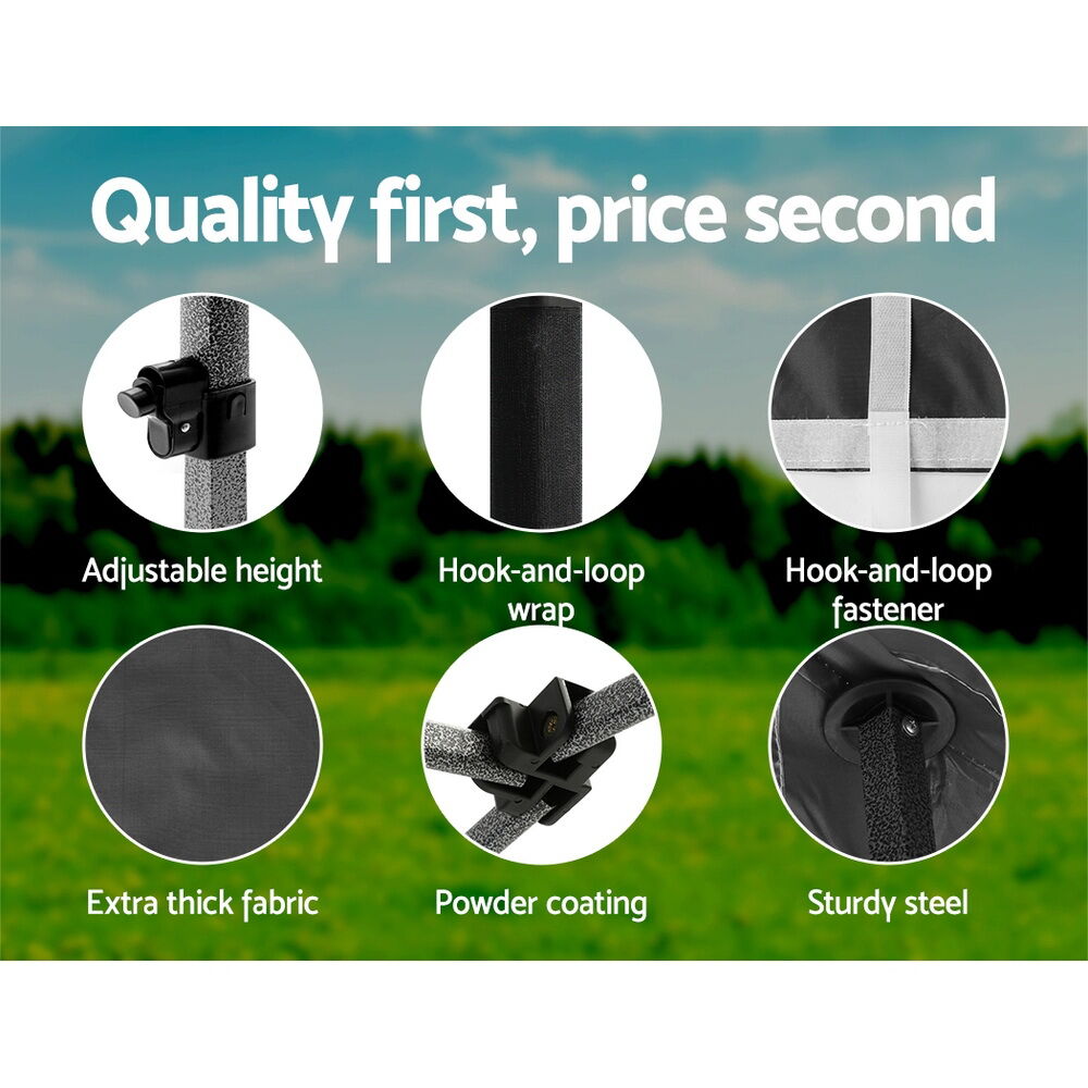 Instahut Gazebo Pop Up Marquee 3x3m Folding Tent Wedding Gazebos 500D Black Price