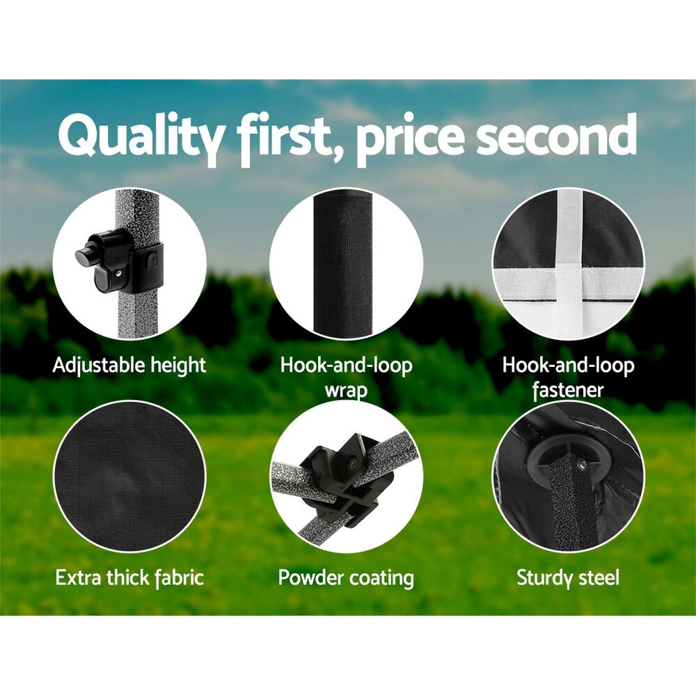 Instahut Gazebo Pop Up Marquee 3x3m Folding Tent Wedding Outdoor Camping Canopy Gazebos Shade Black Price