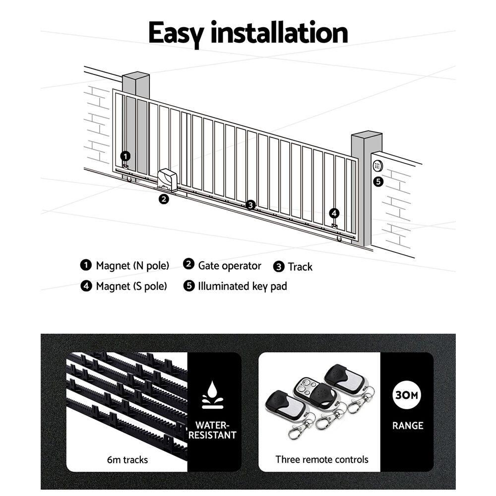 Automatic Sliding Gate Opener Kit 10W Solar Panel Electric 6M 600KG Price