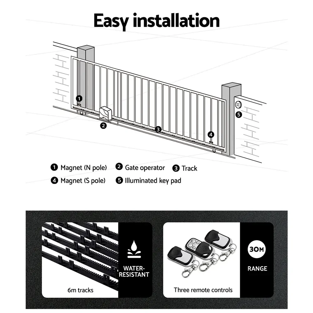 Automatic Sliding Gate Opener Kit 40W Full Solar Electric 6M 600KG Price