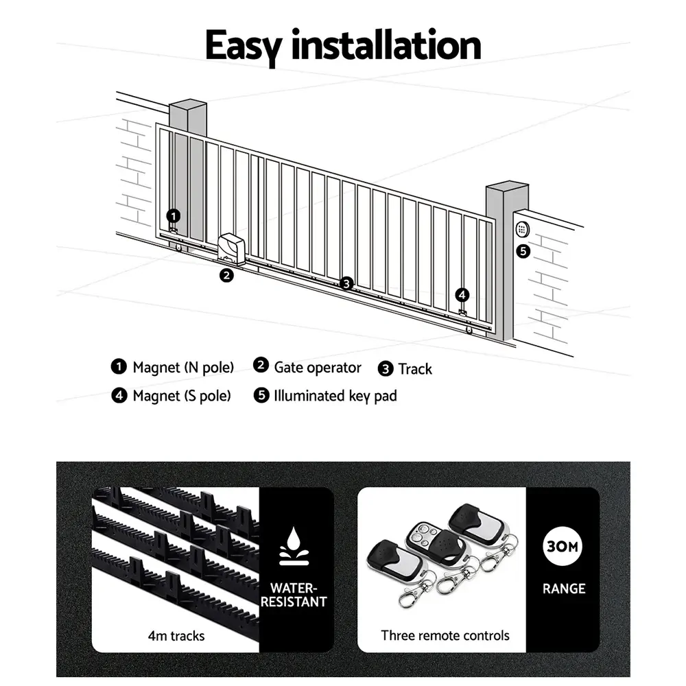 Automatic Sliding Gate Opener Kit 10W Solar Panel Electric 4M 600KG Price